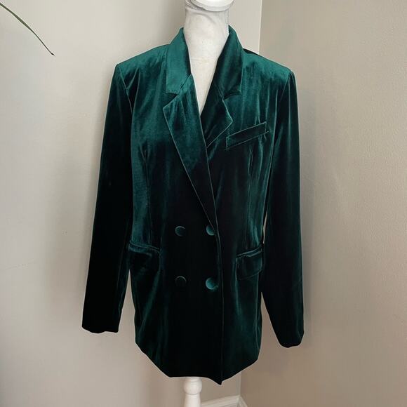 Blank NYC Double Breasted Velvet Emerald Blazer - Picture 2 of 6